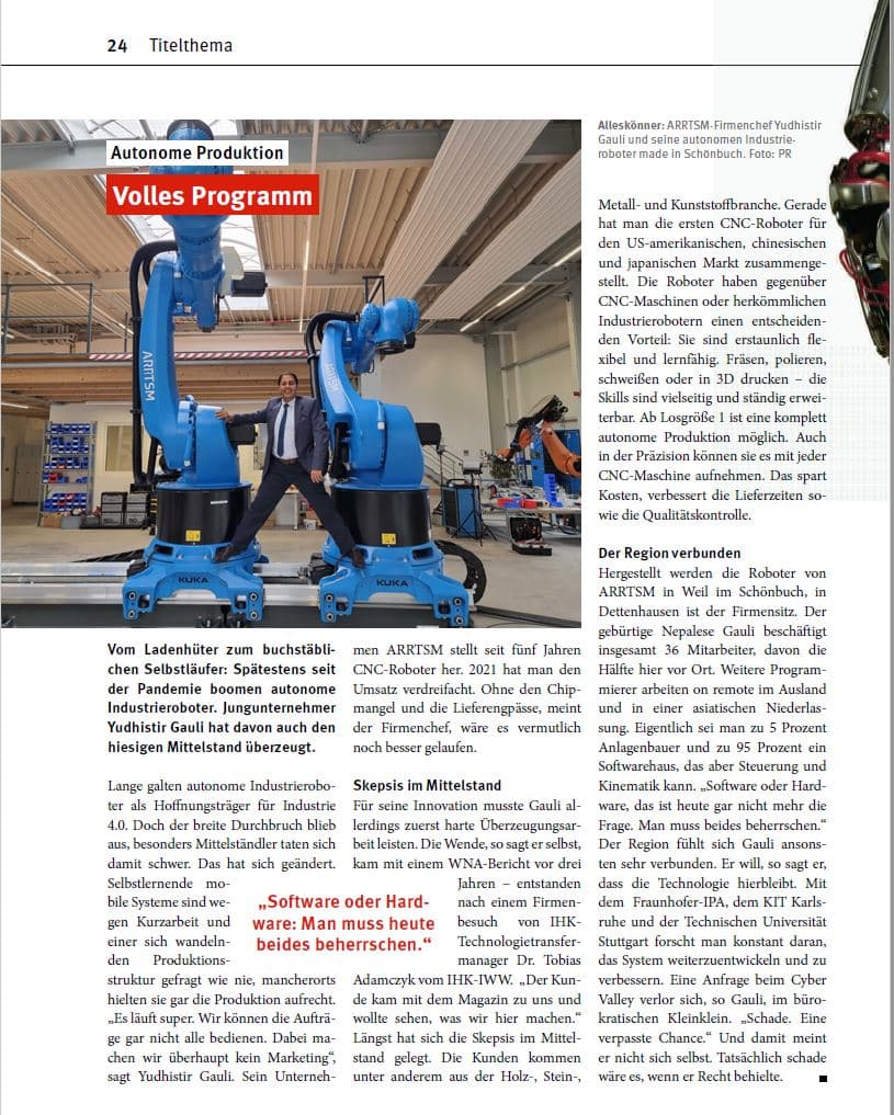 ARRTSM Featured in IHK WNA Neckar-Alb: “Innovation for Tomorrow”